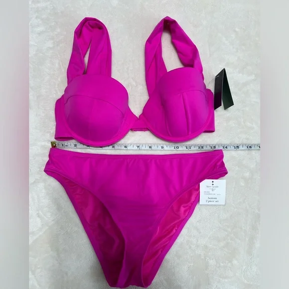Kate Spade Bikini Set Size Medium NWT Hot Pink Underwire Top 2 Piece Swimsuit - Picture 10 of 10